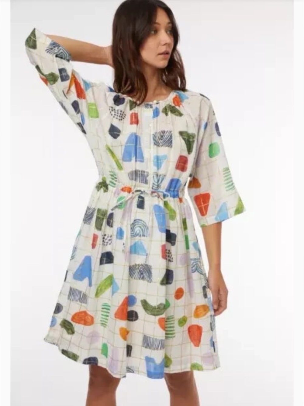 Gorman x Julia Flanagan Metallic Grid Colorful Geo Shape Dress US 10 AUS 14